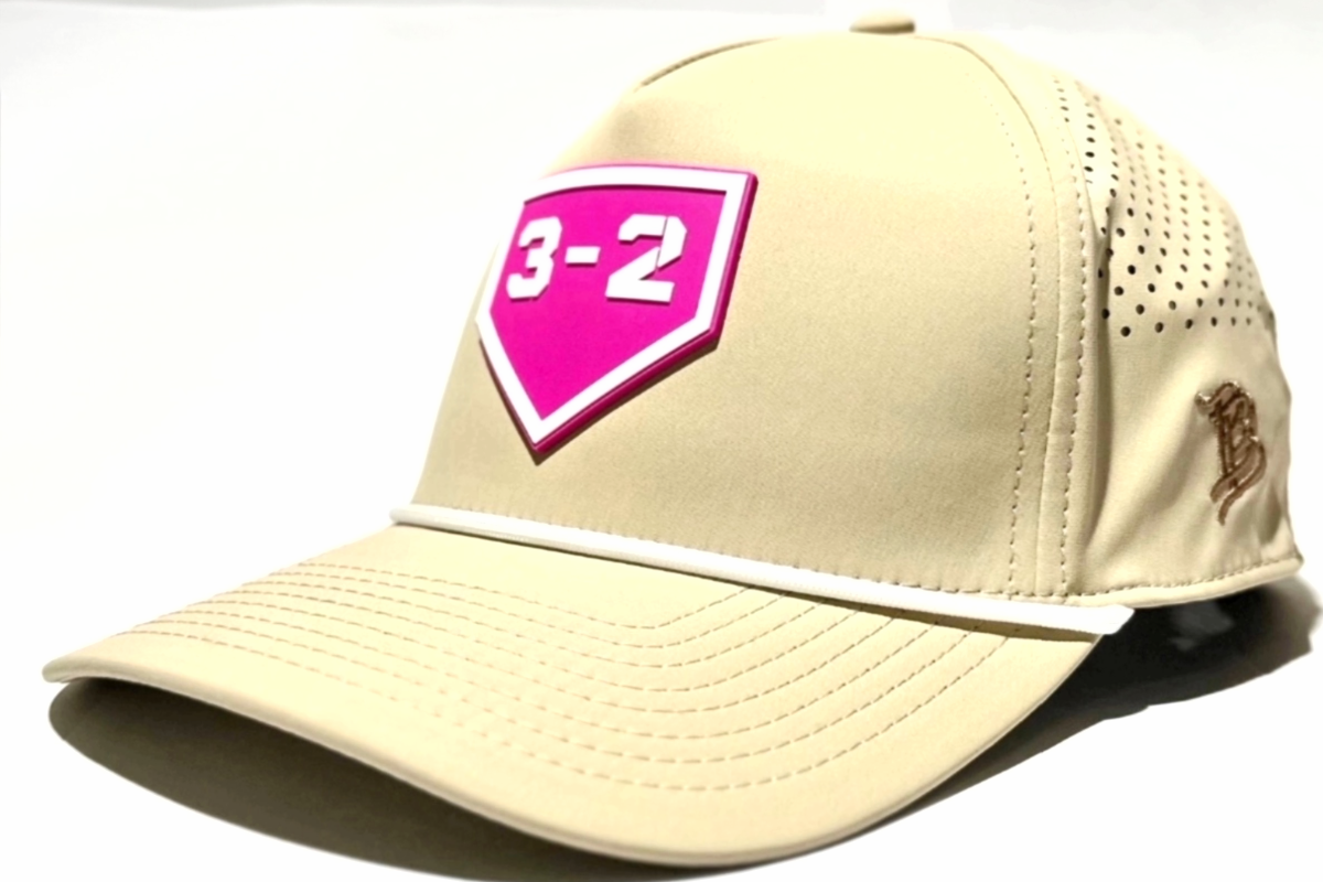 3-2 Hot Pink PVC Curved 5-Panel Rope Snapback - Branded Bills