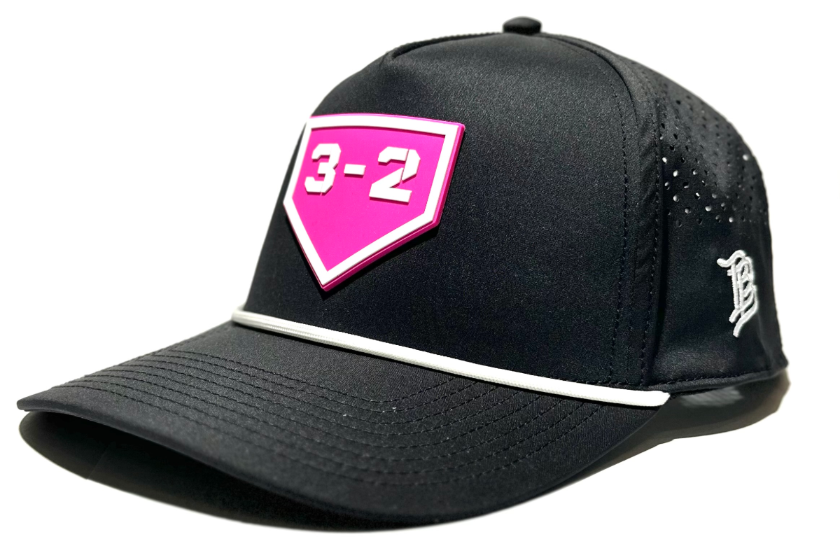 3-2 Hot Pink PVC Curved 5-Panel Rope Snapback - Branded Bills
