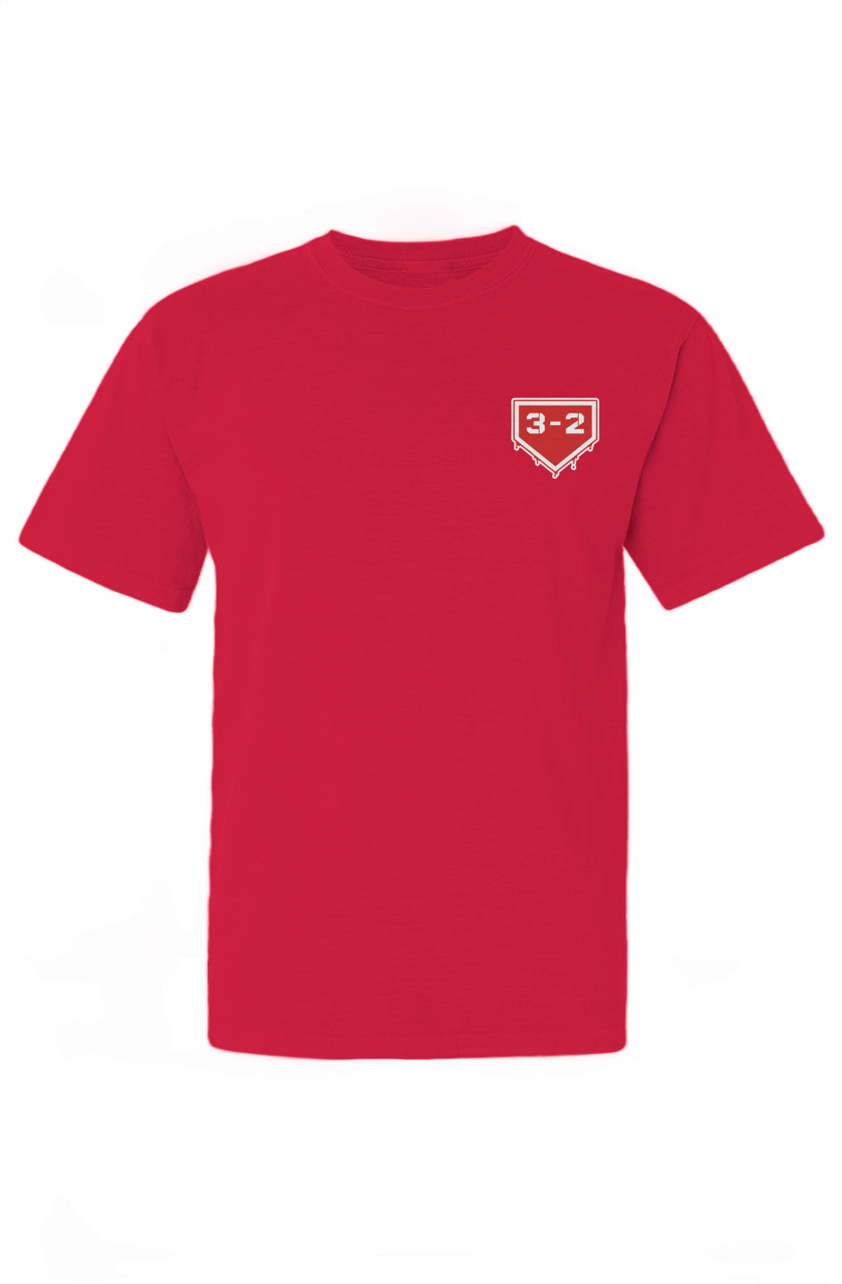 3-2 Drip Heavyweight Cotton Tee - Red & White