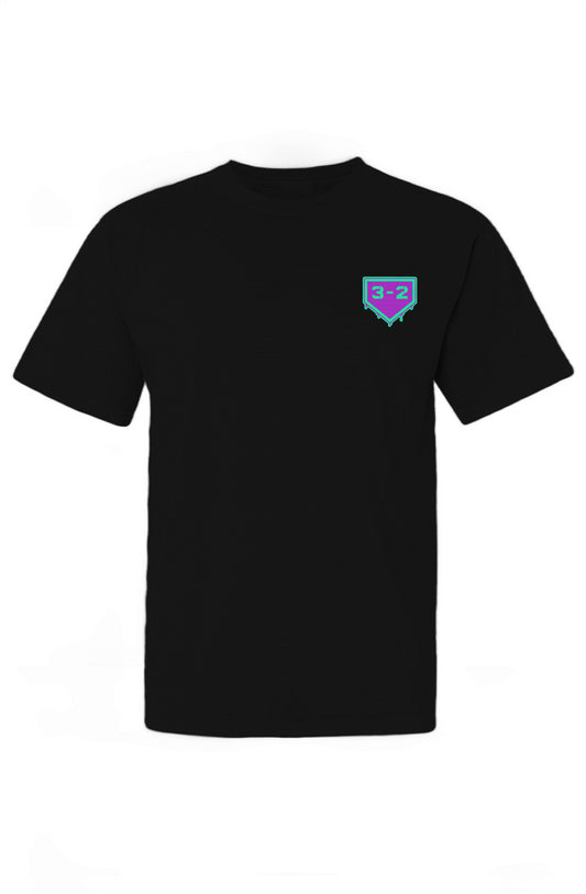 3-2 Drip Heavyweight Cotton Tee - Purple & Green