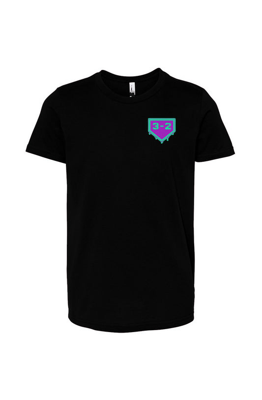 3-2 Drip Youth Cotton Tee - Purple & Green 