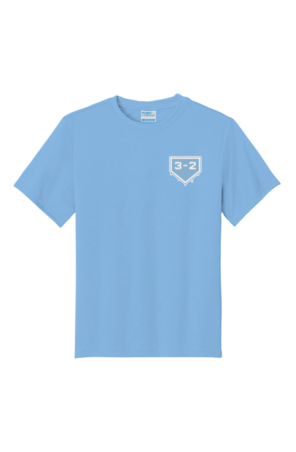 3-2 Drip Youth Performance Tee - Light Blue & White