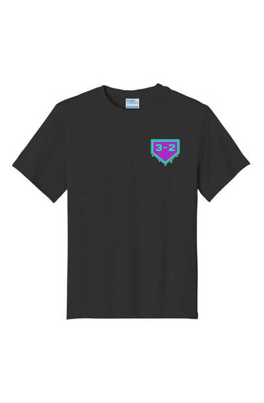 3-2 Drip Youth Performance Tee - Purple & Green