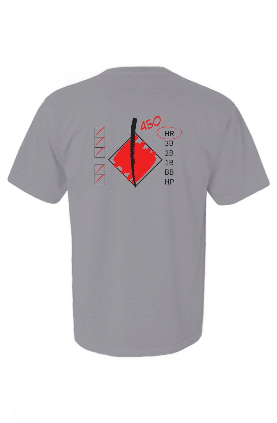 3-2 HR Scorecard Heavyweight Cotton Tee - Red