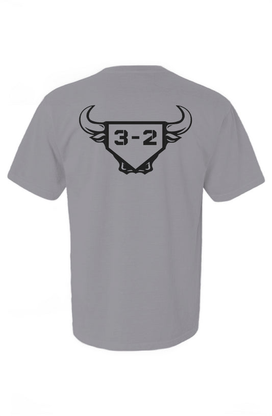3-2 Bullpen Heavyweight Cotton Tee - Black Logo