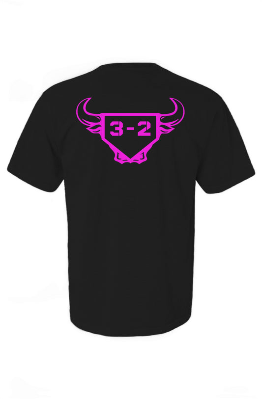 3-2 Bullpen Heavyweight Cotton Tee - Pink Logo