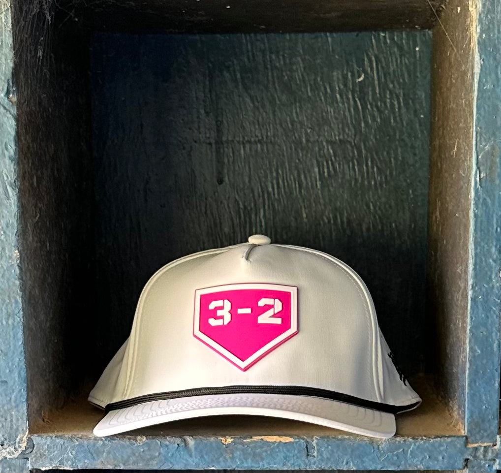 3-2 Hot Pink PVC Curved 5-Panel Rope Snapback - Branded Bills