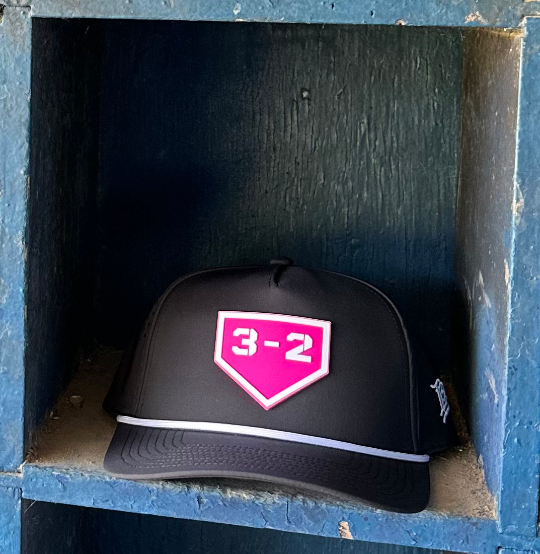 3-2 Hot Pink PVC Curved 5-Panel Rope Snapback - Branded Bills