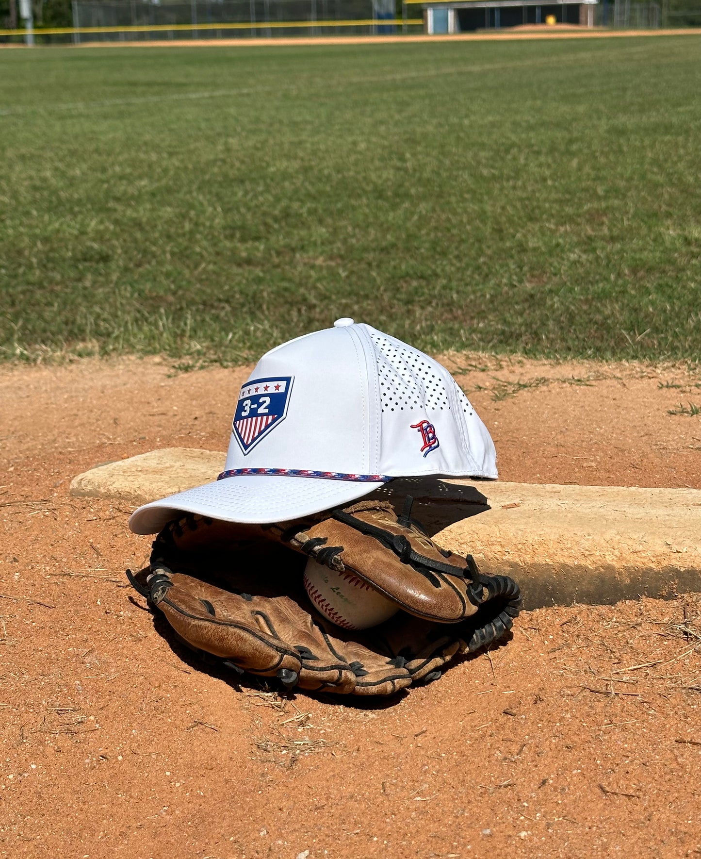3-2 Stars & Stripes PVC Curved 5-Panel Rope Snapback - Branded Bills
