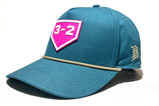 3-2 Hot Pink PVC Curved 5-Panel Rope Canvas Snapback - Branded Bills