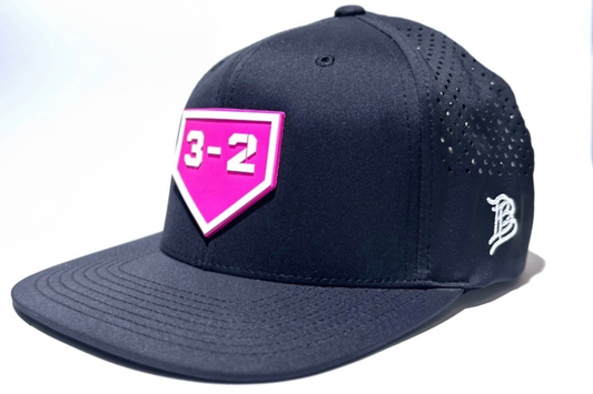 3-2 Hot Pink PVC Flat Performance Hat - Branded Bills