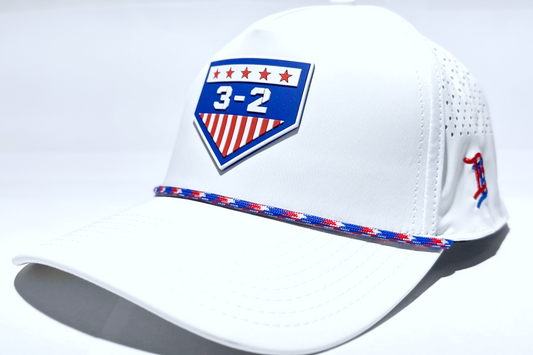 3-2 Stars & Stripes PVC Curved 5-Panel Rope Snapback - Branded Bills