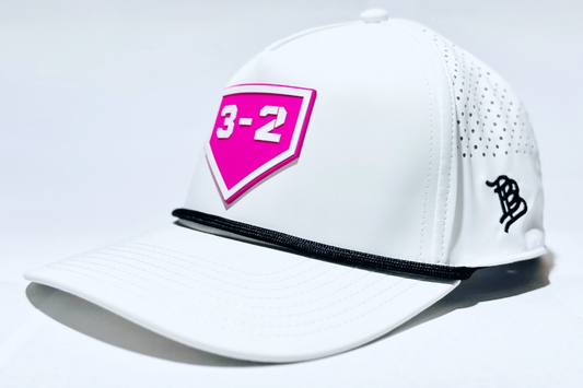 3-2 Hot Pink PVC Curved 5-Panel Rope Snapback - Branded Bills